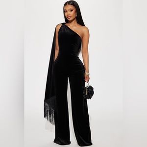 Black velvet jumpsuit